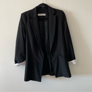Never Worn New Large Black Zara Basic Blazer Suit Jacket with pinstripe sleeves